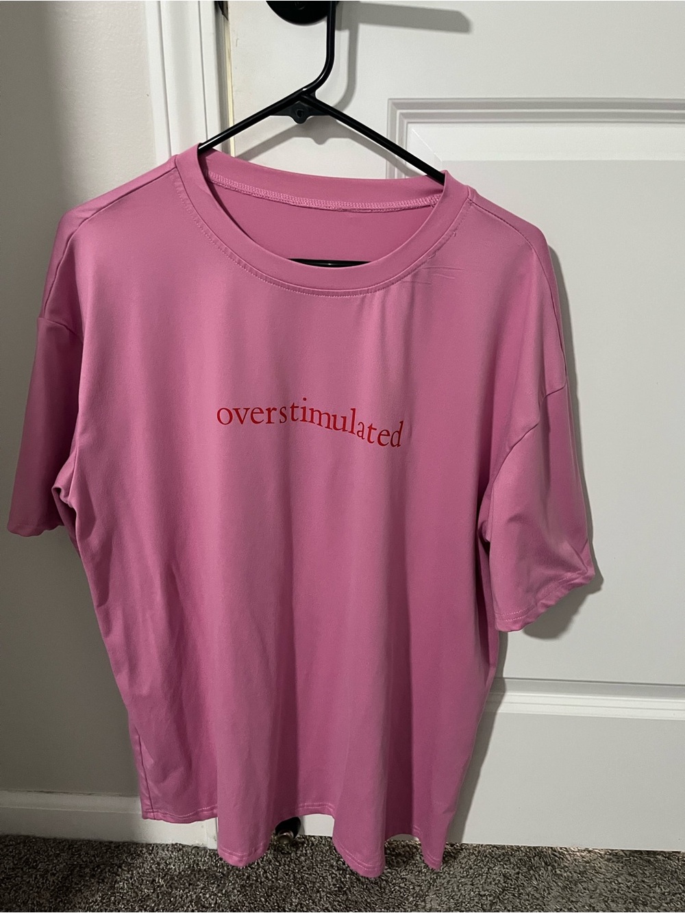 Pink "Overstimulated" Graphic Tee - Women